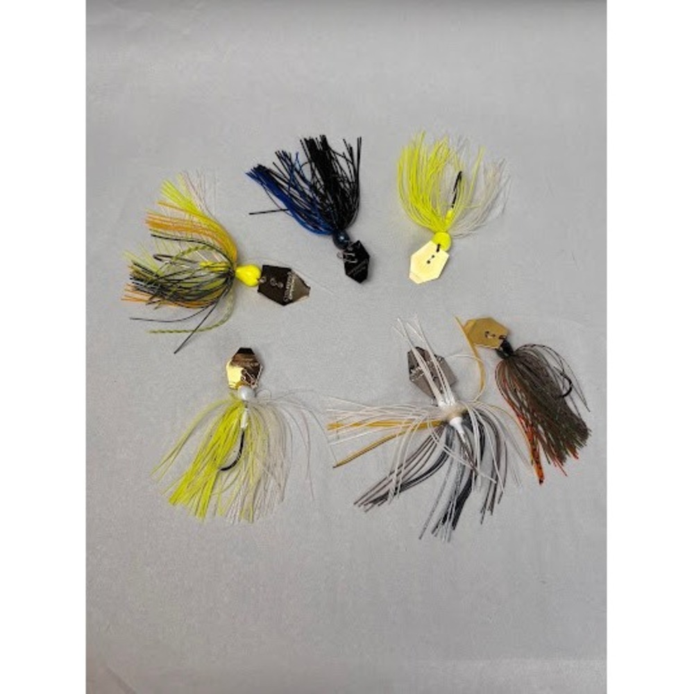 Lot of 6 Bladed Chatterbait Jigs Bass Fishing Lures Assorted Colors Multi-Pack